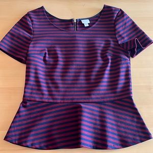 Peplum stripped short sleeve top